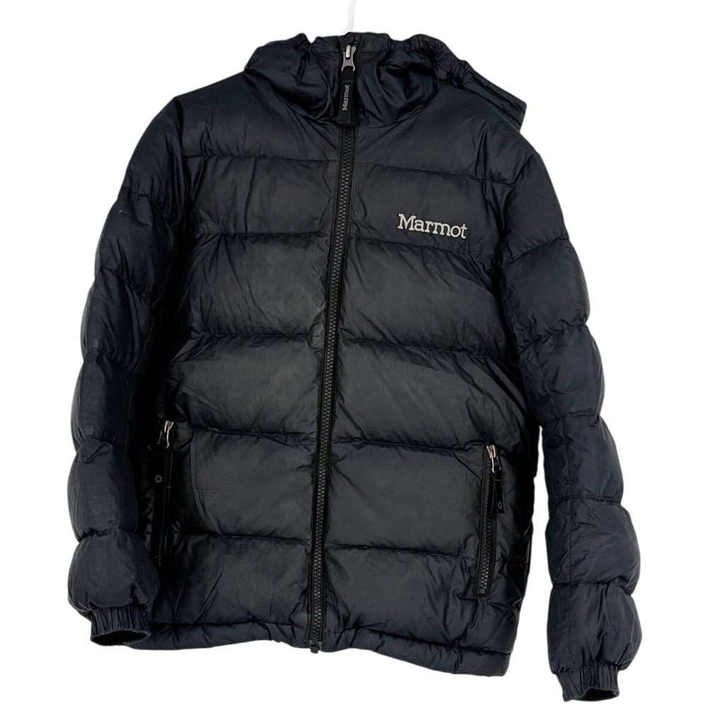 Marmot Kids Black 700 Fill Down Puffer Jacket Hooded Winter Coat Size Small S/P